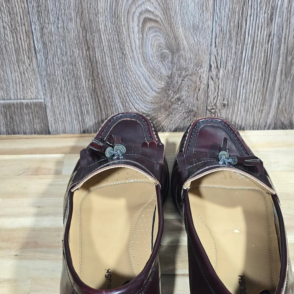 Nunn Bush Men's KORE Tassel‎ Kiltie Loafers 12M Burgundy Leather Dress Shoes
